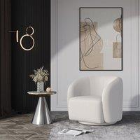 75cm Wide White Single Sofa Swivel Tub Chair Upholstered