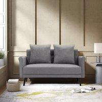 Modern Upholstered Fabric Sofa 2 Seater with 2 Pillows in Grey