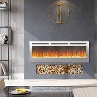 60 Inch Electric Fireplace Silver Recessed Fire with 12 LED Flame Colour