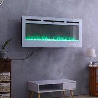 60 Inch Wall Mounted Fireplaces Recessed Fireplace 1800W White 5120BTU Electric Heaters