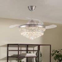 42 Inch Ceiling Fan with LED Light Crystal Chandelier Dimmable