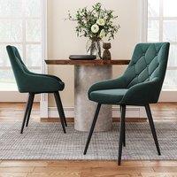 Set of 2 Dining Chair with Velvet Upholstery Green/Blue/Grey