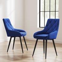 Set of 2 Dining Chair with Velvet Upholstery Green/Blue/Grey