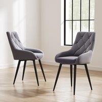 Set of 2 Dining Chair with Velvet Upholstery Green/Blue/Grey