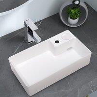 58cm W Bathroom Ceramic White Square Sink