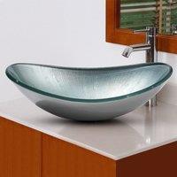 54cm W Oval Bathroom Art Tempered Glass Sink