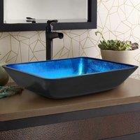 46cm W Rectangular Tempered Glass Bathroom Art Design Sink