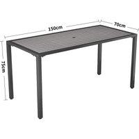 80/120/150cm Wide Rectangular Outdoor Dining Table with Parasol Hole