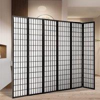 6-Panel Solid Wood Folding Room Divider Screen Natural