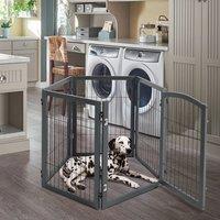 80cm Height Freestanding Wooden Pet Playpen 4-Panel