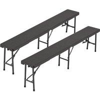 2 pcs Portable Outdoor Folding Chairs Rattan Plastic Black Dining Chairs