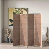 5ft W x 5ft H 2 Style Bamboo Woven 4-Panel Folding Room Divider