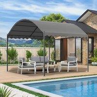 9ft Metal Arched Pergola with Shade Outdoor Dark Grey