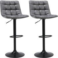 Grey Gas Lift Upholstered Swivel Bar Stool Set of 2