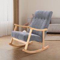85cm D Solid Wood Rocking Chair with Velvet Upholstered