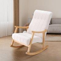 85cm D Solid Wood Rocking Chair with Velvet Upholstered