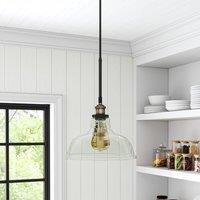 Modern Style Transparent Black Glass Single Light Pendant Light