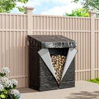 Garden Metal Tube Firewood Rack with PE Cover Roof