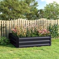 Galvanized Steel Square Raised Garden Bed Planter Box in Black