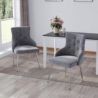 Grey Velvet Tufted Dining Chair with Cushion