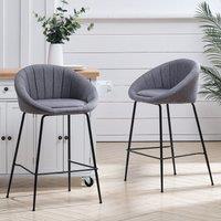 Grey Round Backrest Chair with Metal Legs