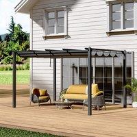 9ft Aluminum Patio Pergola with Sun-Shade Canopy