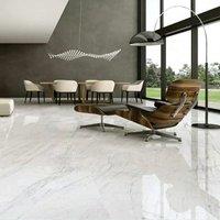 24/48Pcs White Square Stone Effect Floor Tiles