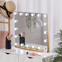Hollywood Lighted Rectangle LED Metal Makeup Mirror
