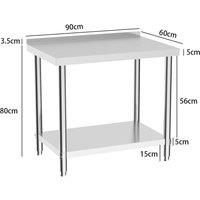 2 Tiers Commercial Kitchen Prep Table Stainless Steel Work Table