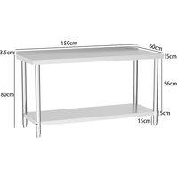 2 Tiers Commercial Kitchen Prep Table Stainless Steel Work Table
