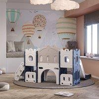 Multi-In-One Kids Playset with Slide Basket Hoop Indoor Toddler Playground