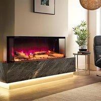 40/50/60/70-Inch 3-Sided Freestanding Electric Fireplace 12 Flame Colours and 5 Brightness Modes