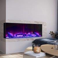 40/50/60/70-Inch 3-Sided Freestanding Electric Fireplace 12 Flame Colours and 5 Brightness Modes