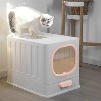 Enclosed Folding Cat Litter Box Toilet with Scoop