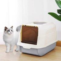 Large Hooded Top Entry Cat Litter Box with Scoop