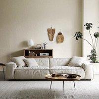 Cottonfy Elegant Linen Tofu Block Fabric Down Sofa