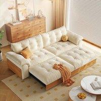 Cottonfy Solid Wood Folding Sofa Bed with Sleeper Chaise