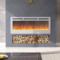 Linear Electric Fireplace Recessed in White