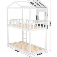 Modern Twin Bunk Bed Slatted Board House Shaped
