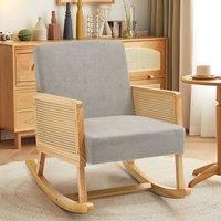 Linen Wooden Rocking Chair-Grey