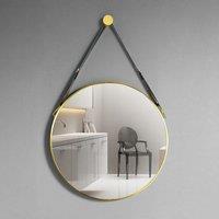 Scandinavian Minimalist Adjustable Round Hanging Mirror 40cm Gold Finish