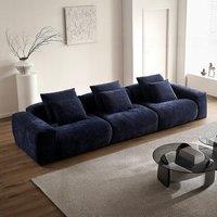 Cottonfy Tofu Block Vintage Chenille Fabric Sofa Stain Resistant Navy Blue