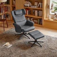 Black/Grey/Brown Faux Leather Swivel£Armchair with Footstool