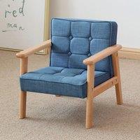 Blue MINI Single Childrens Sofa with Linen Fabric Upholstery