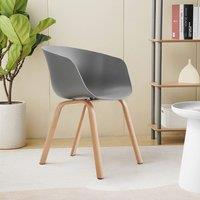Modern Gray Plastic Chair with Heat Transfer-Printed Legs, Set of Four