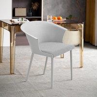 Modern Gray Plastic Chairs, Set of Four, Durable and Lightweight