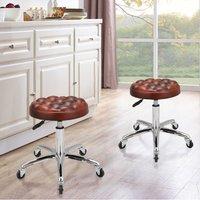 Adjustable Brown Work Stools with Soft Padding, Set of Two
