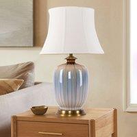 Lightsin Ceramic Table Lamp Artisan Blue Brushed Glaze Decorative Lighting