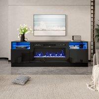 36 Inch Recessed Electric Fireplace TV Stand with Closed Storage
