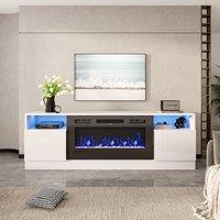 36 Inch Recessed Electric Fireplace TV Stand with Closed Storage